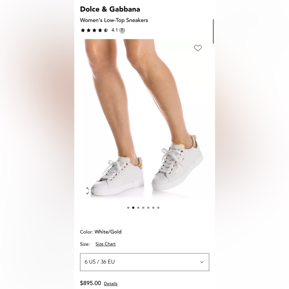Dolce & Gabbana Ladies White Gold Pearl Accent Sneakers-6 - Picture 15 of 16